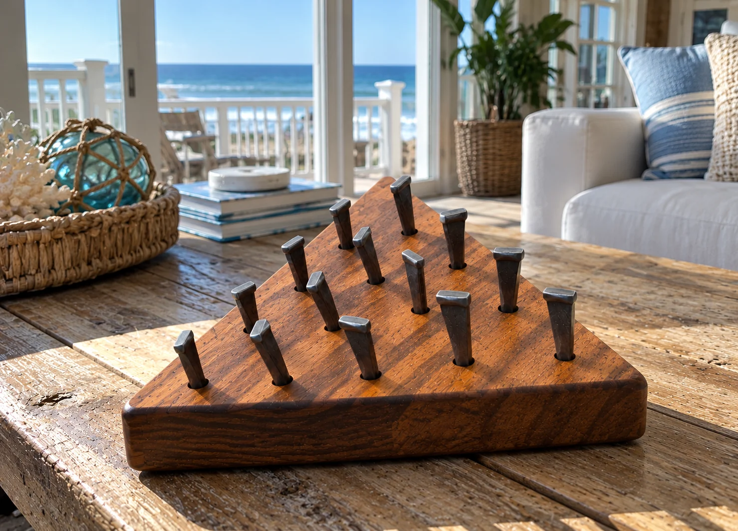 Peg game in a beach house